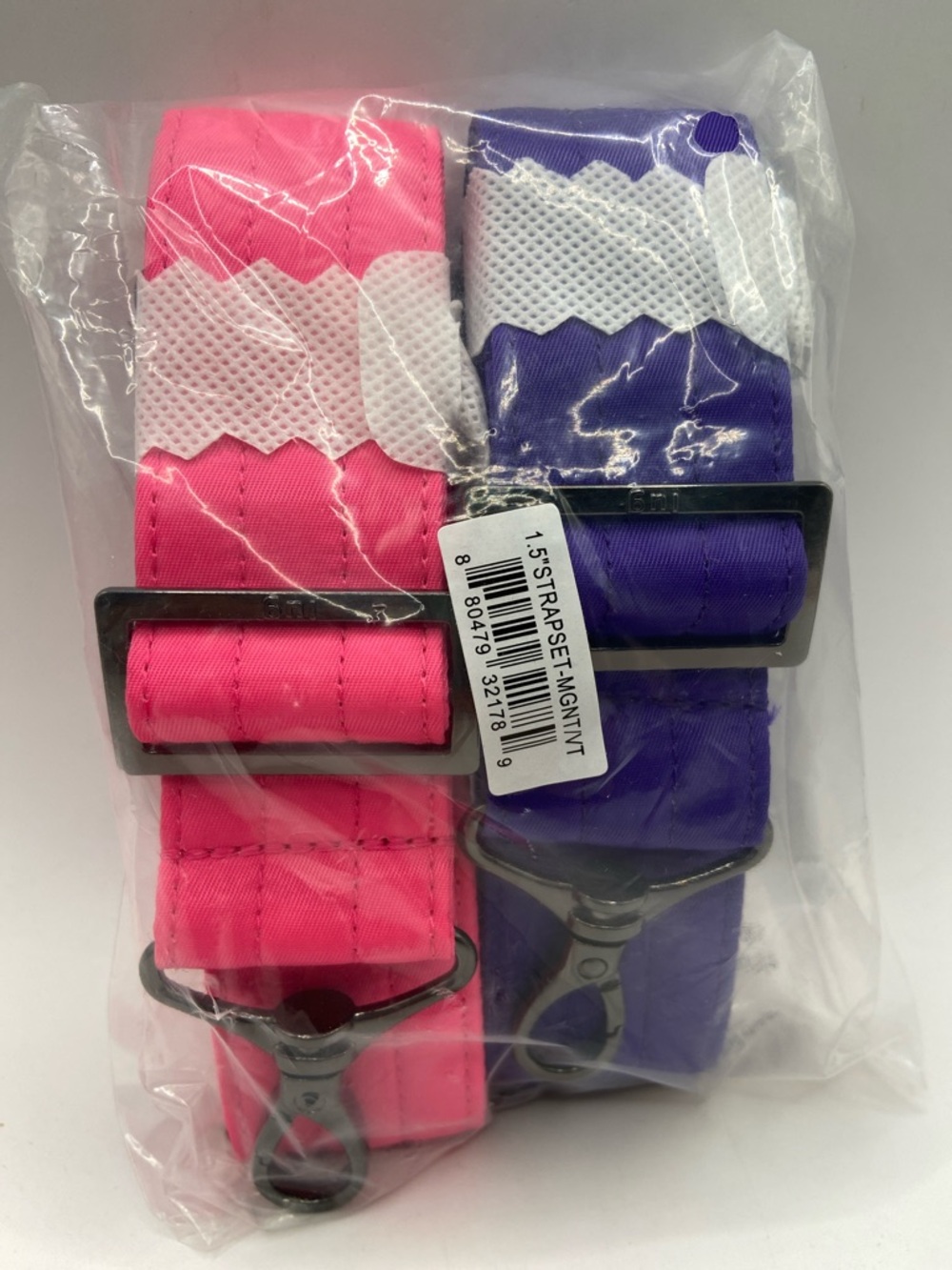 Lug Set of 2 Stitched Straps Magenta & Violet New - Picture 2 of 6